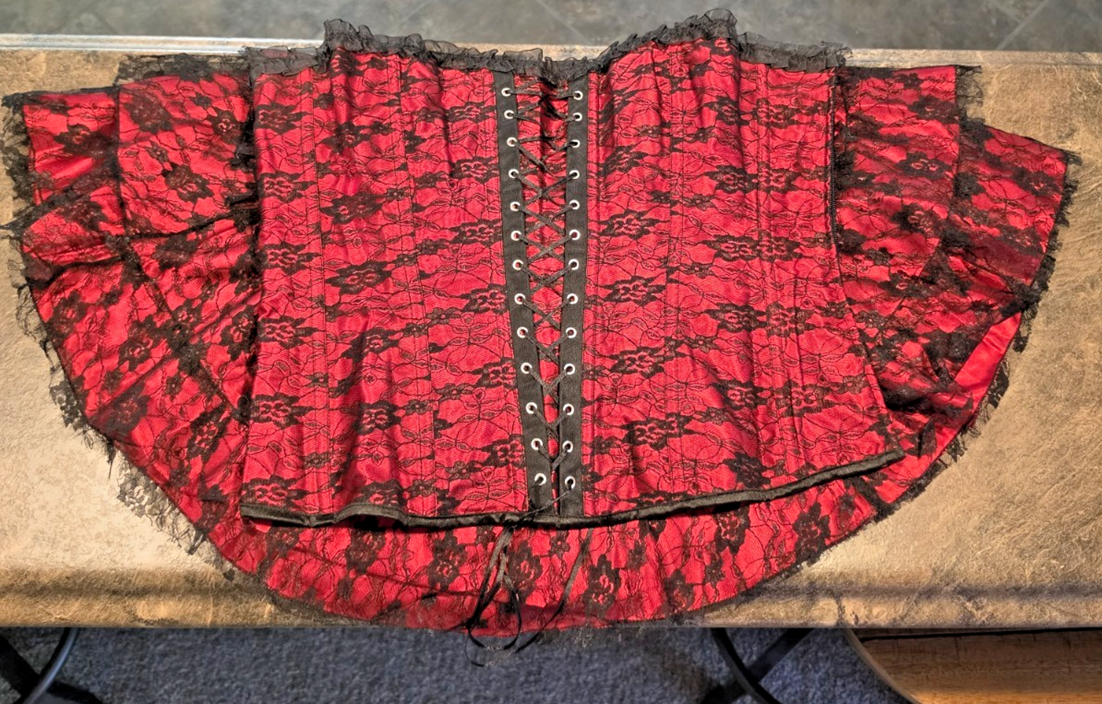 Vtg Y2k Lace Corset & Petticoat Set L/Xl: Glam Goth Whimsigoth Punk Vampire